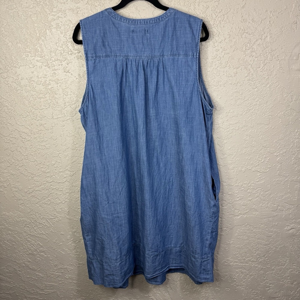 Sonoma Chambray Shirt Dress Womens Size 2X Blue 100% Cotton Pockets Lagenlook - Picture 3 of 10